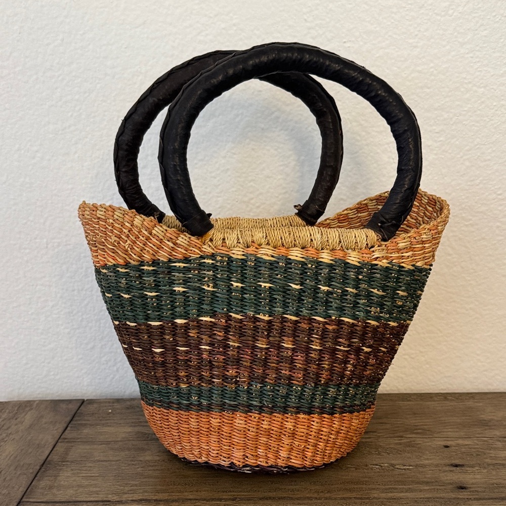 Leather strap African Woven Bag
